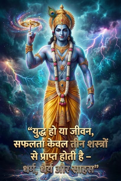 युद्ध हो या जीवन, सफलता के केवल तीन शस्त्र हैं – धर्म, धैर्य और साहस