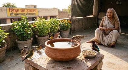 भीषण गर्मी, पक्षियों, घर की छत, परिंडा और जीव सेवा