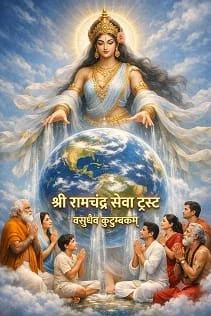 खुले आकाश में धरती को संभालती प्रकृति माता और निस्वार्थ सेवा का दर्शन।